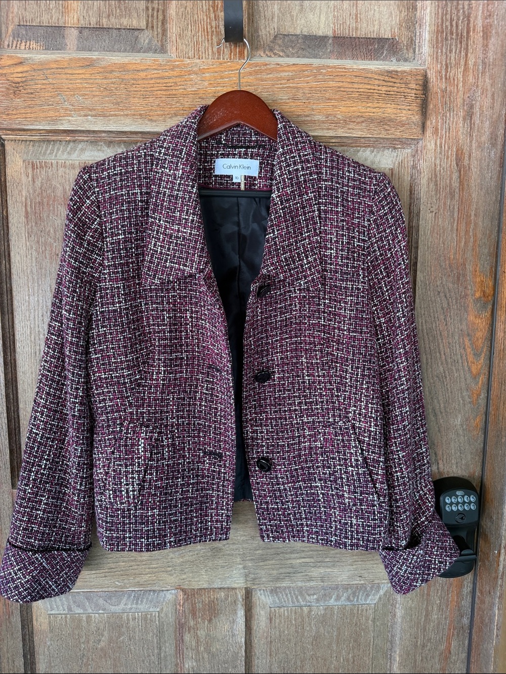 Calvin Klein Women's Maroon Tweed Blazer